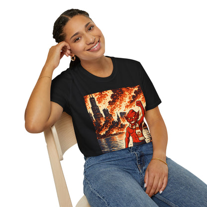T-Shirt — Nain Rouge with Cityscape (Vintage Apocalyptic Vibe)