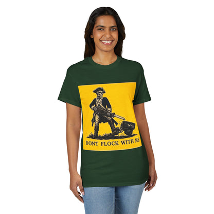 T‑Shirt — "Don't Flock With Me" Yellow Gadsden Style Graphic