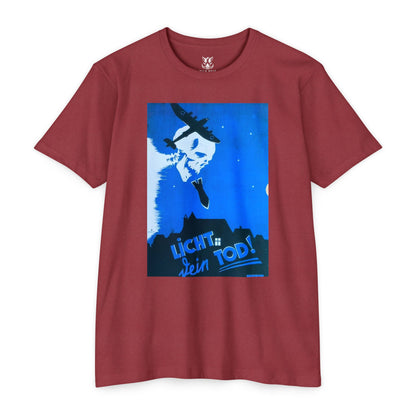 Skull Cowboy Graphic T-Shirt — 'Licht sein Tod' Blue Vintage Poster Tee