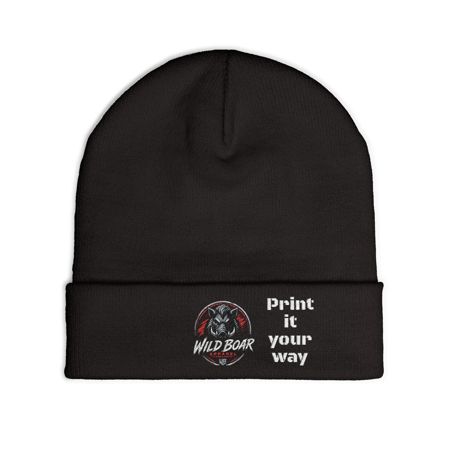 Embroidered Wild Boar Apparel Knit Beanie — Winter Hat