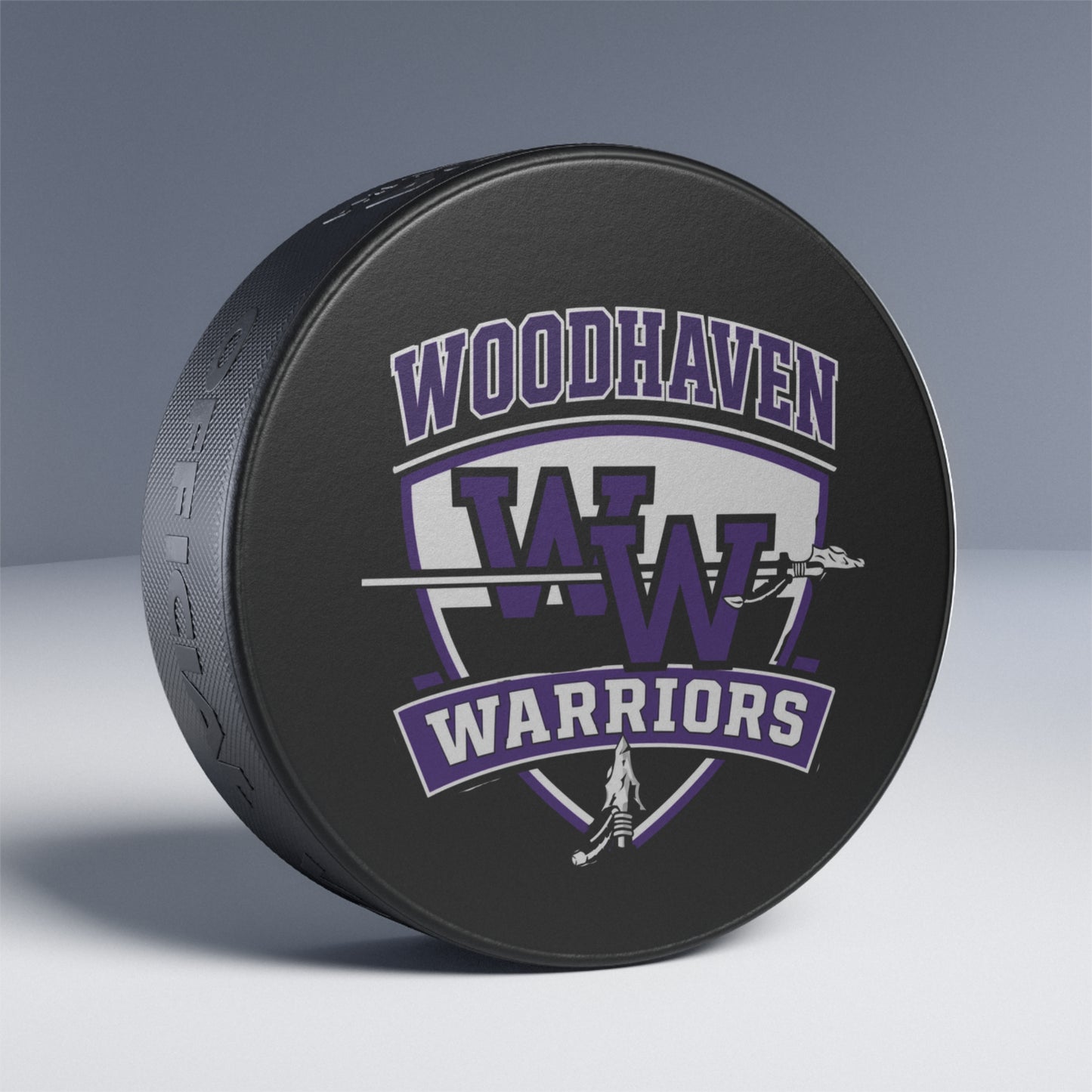 Woodhaven Warriors Hockey Puck — Team Logo Game Puck