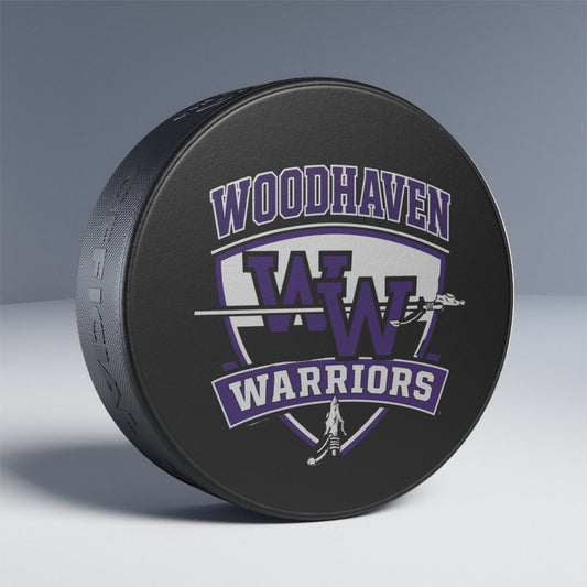Woodhaven Warriors Hockey Puck — Team Logo Game Puck
