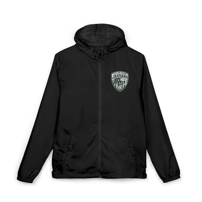 Windbreaker Jacket — Allen Park Soccer Crest Logo Windbreaker, Lightweight White Hooded Shell