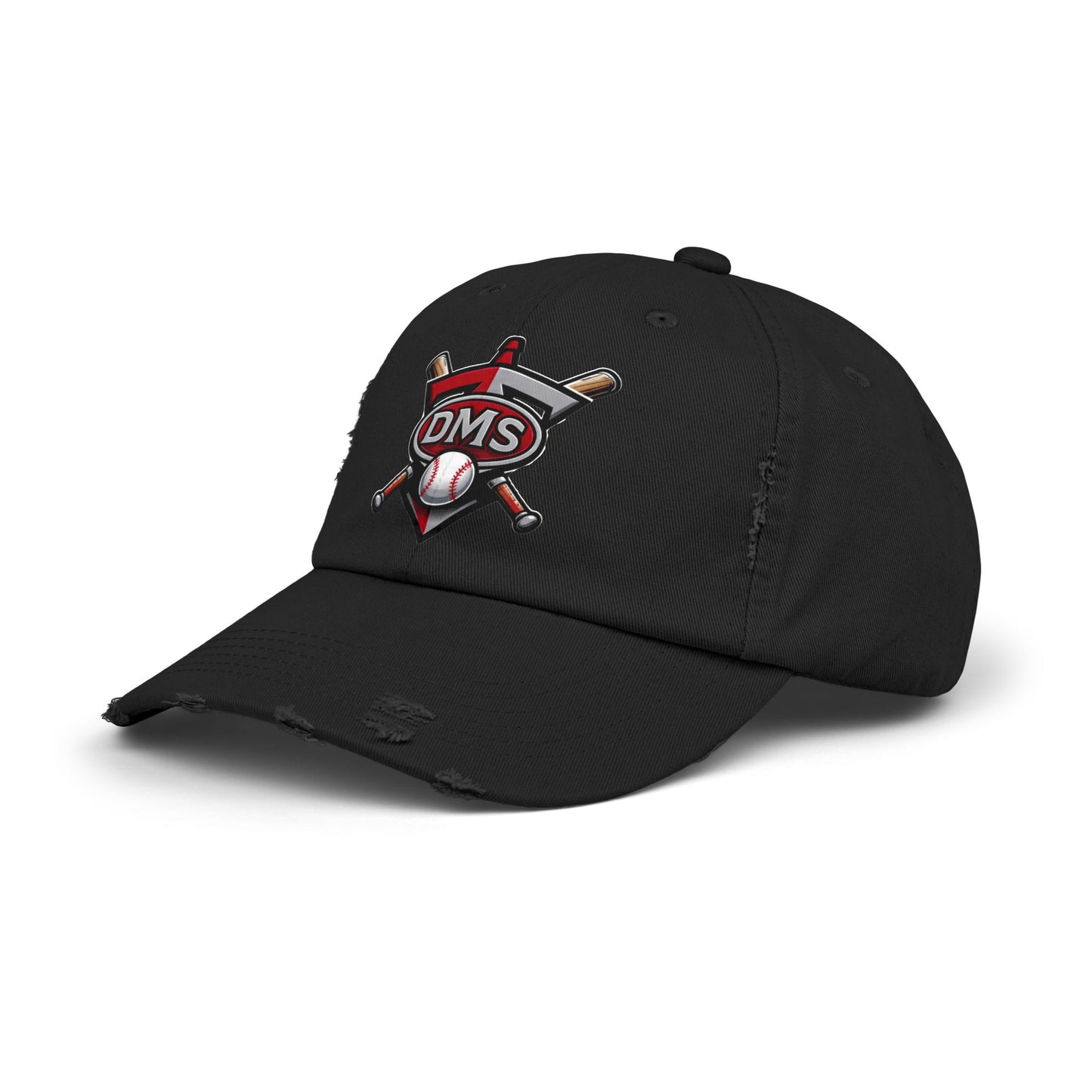 Baseball Emblem Distressed Cap — DMS Logo Dad Hat