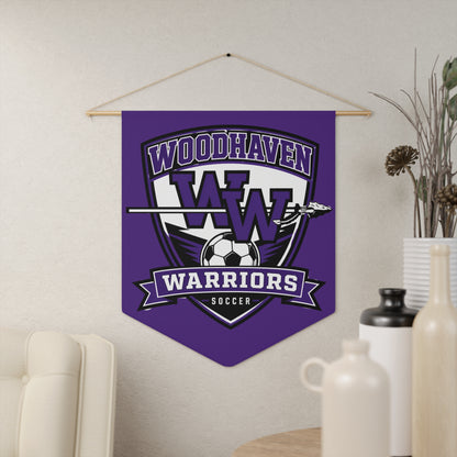 Woodhaven Warriors Soccer Pennant Banner - Purple Team Wall Flag