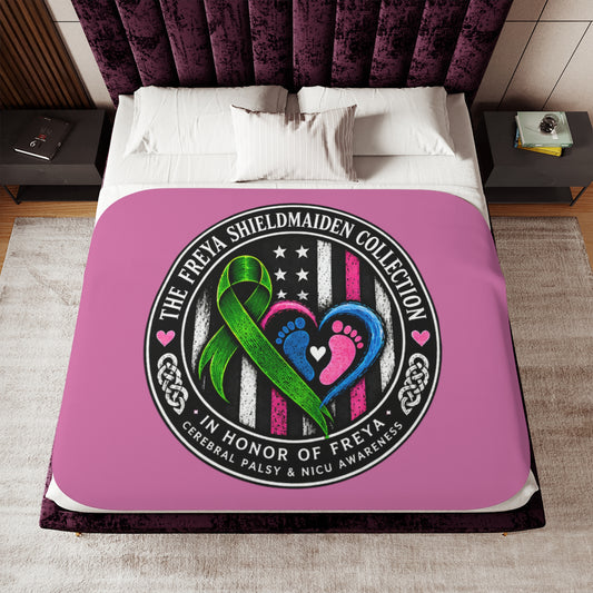 Sherpa Blanket - Cerebral Palsy & NICU Awareness Ribbon Heart Design (Honor of Freya)