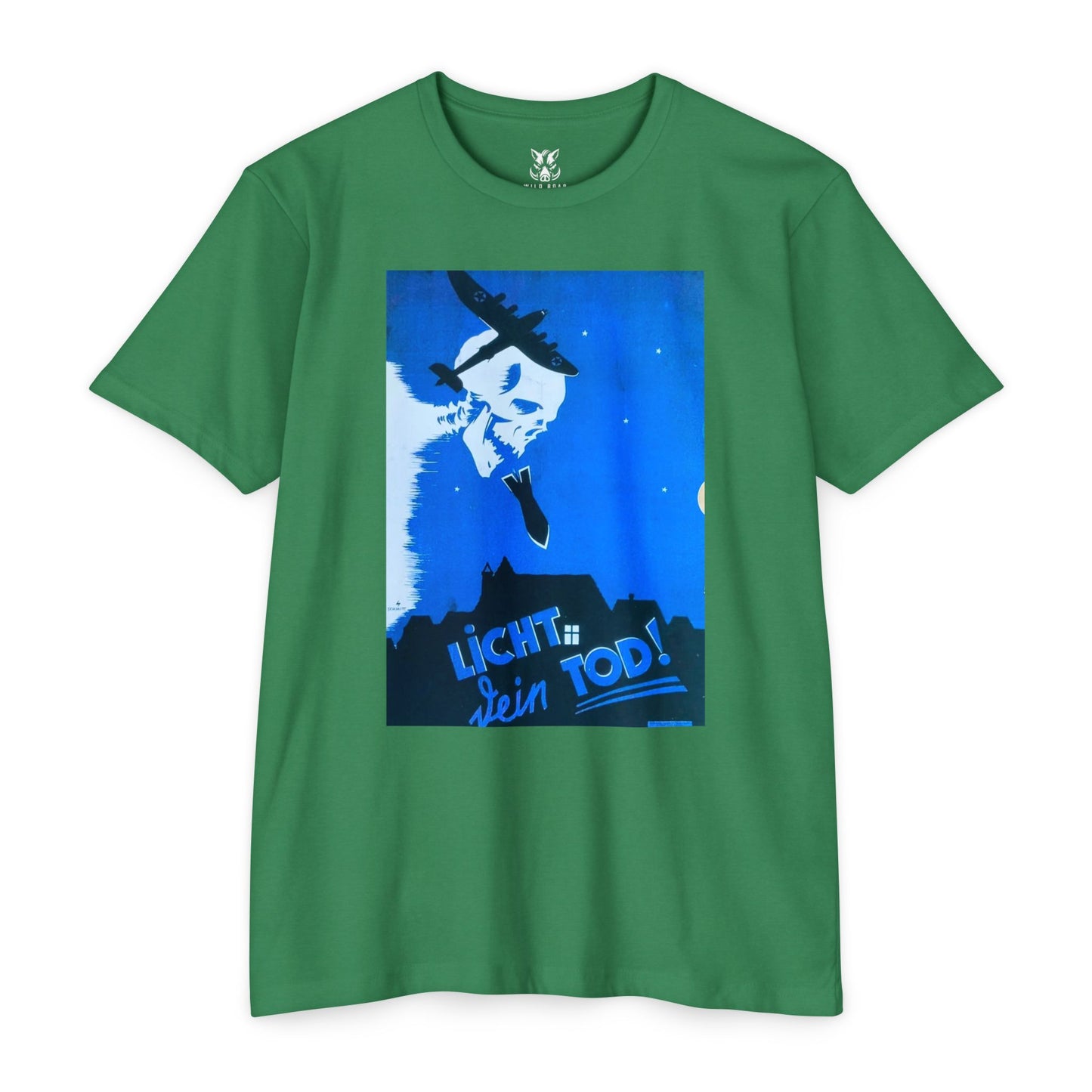 Skull Cowboy Graphic T-Shirt — 'Licht sein Tod' Blue Vintage Poster Tee