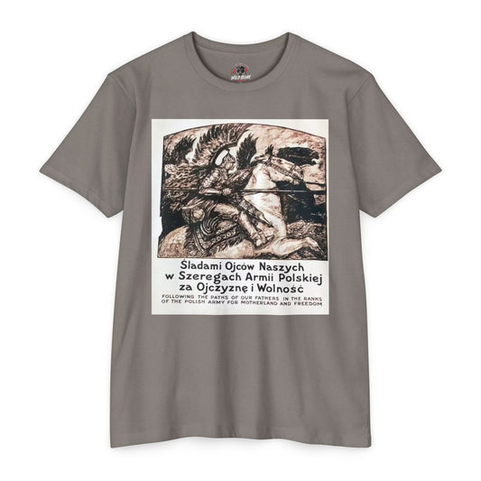 Polish Army Tribute T-Shirt — 'Śladami Ojców Naszych' Vintage Poster Tee