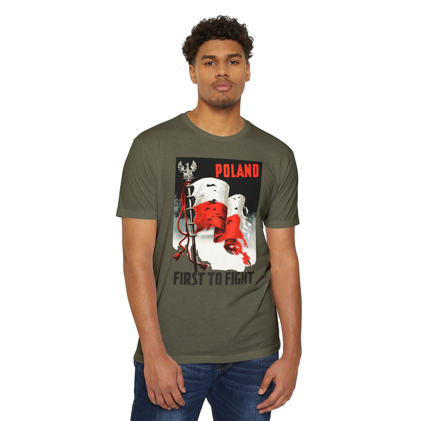 Poland "First to Fight" T-Shirt — Polish Flag Vintage Military Pride Tee