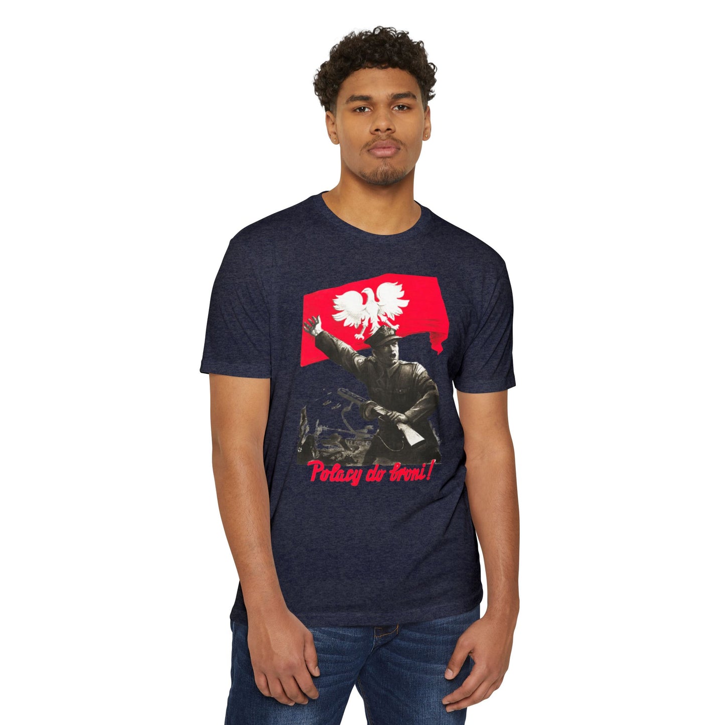 T-Shirt — Polish Resistance ‘Potęga do frontu!’ Flag Soldier Graphic
