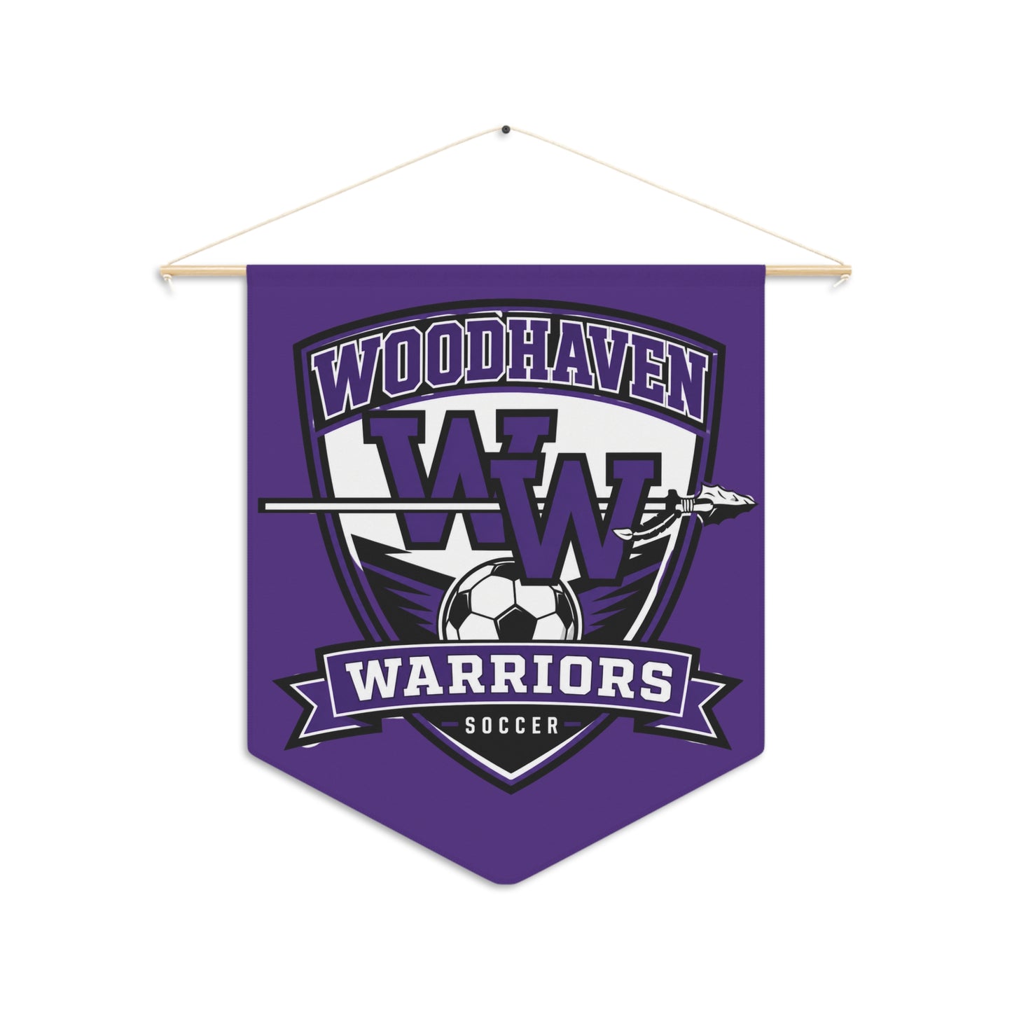 Woodhaven Warriors Soccer Pennant Banner - Purple Team Wall Flag