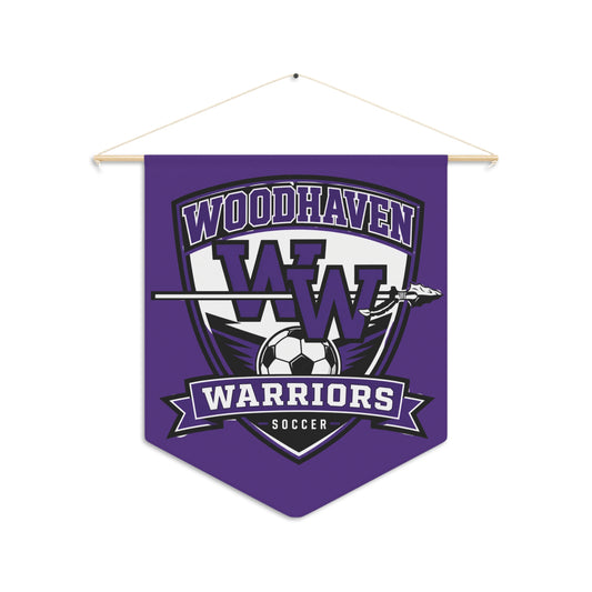 Woodhaven Warriors Soccer Pennant Banner - Purple Team Wall Flag