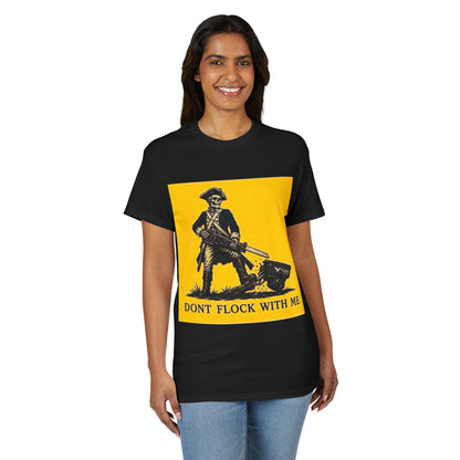 T‑Shirt — "Don't Flock With Me" Yellow Gadsden Style Graphic