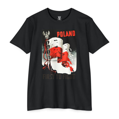 Poland "First to Fight" T-Shirt — Polish Flag Vintage Military Pride Tee