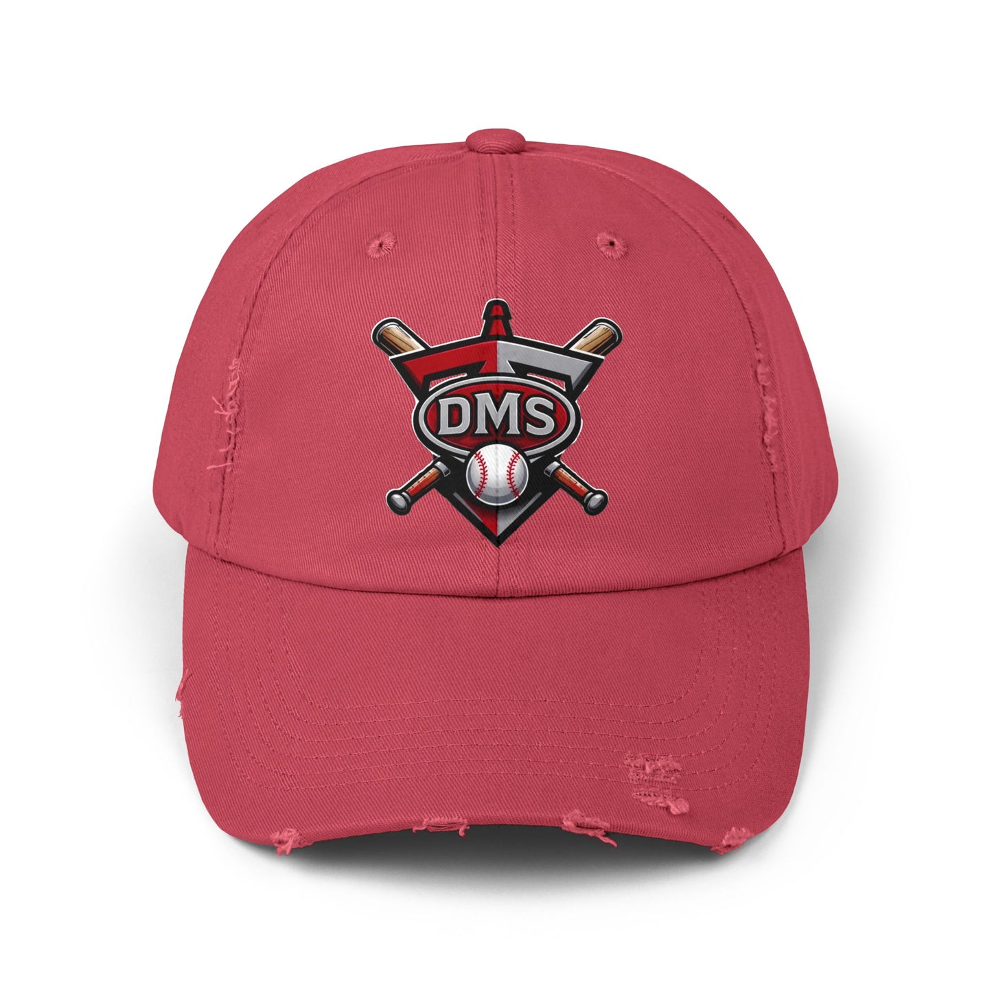 Baseball Emblem Distressed Cap — DMS Logo Dad Hat