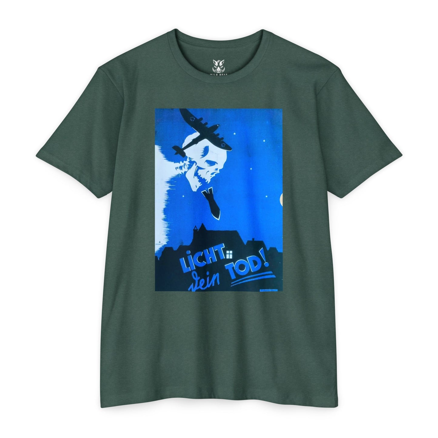 Skull Cowboy Graphic T-Shirt — 'Licht sein Tod' Blue Vintage Poster Tee