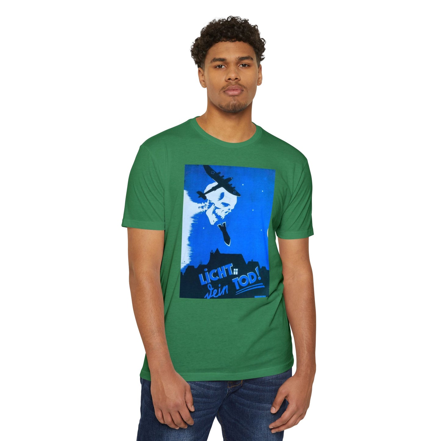 Skull Cowboy Graphic T-Shirt — 'Licht sein Tod' Blue Vintage Poster Tee