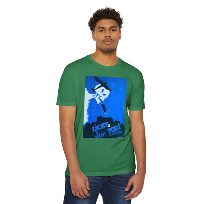Skull Cowboy Graphic T-Shirt — 'Licht sein Tod' Blue Vintage Poster Tee