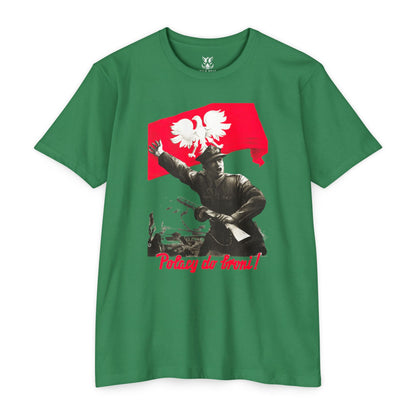 T-Shirt — Polish Resistance ‘Potęga do frontu!’ Flag Soldier Graphic