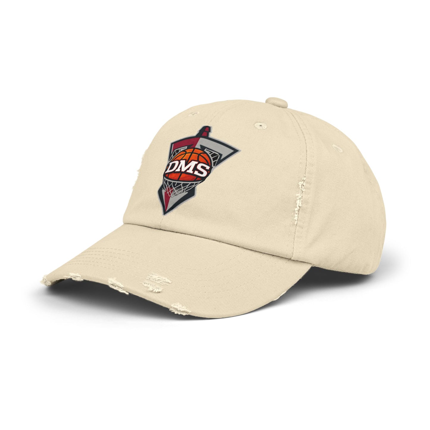 Distressed DMS Basketball Cap — Vintage Worn Dad Hat for Fans