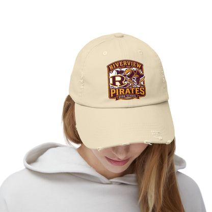 Distressed Pirates Baseball Cap — Riverview High School Logo Hat