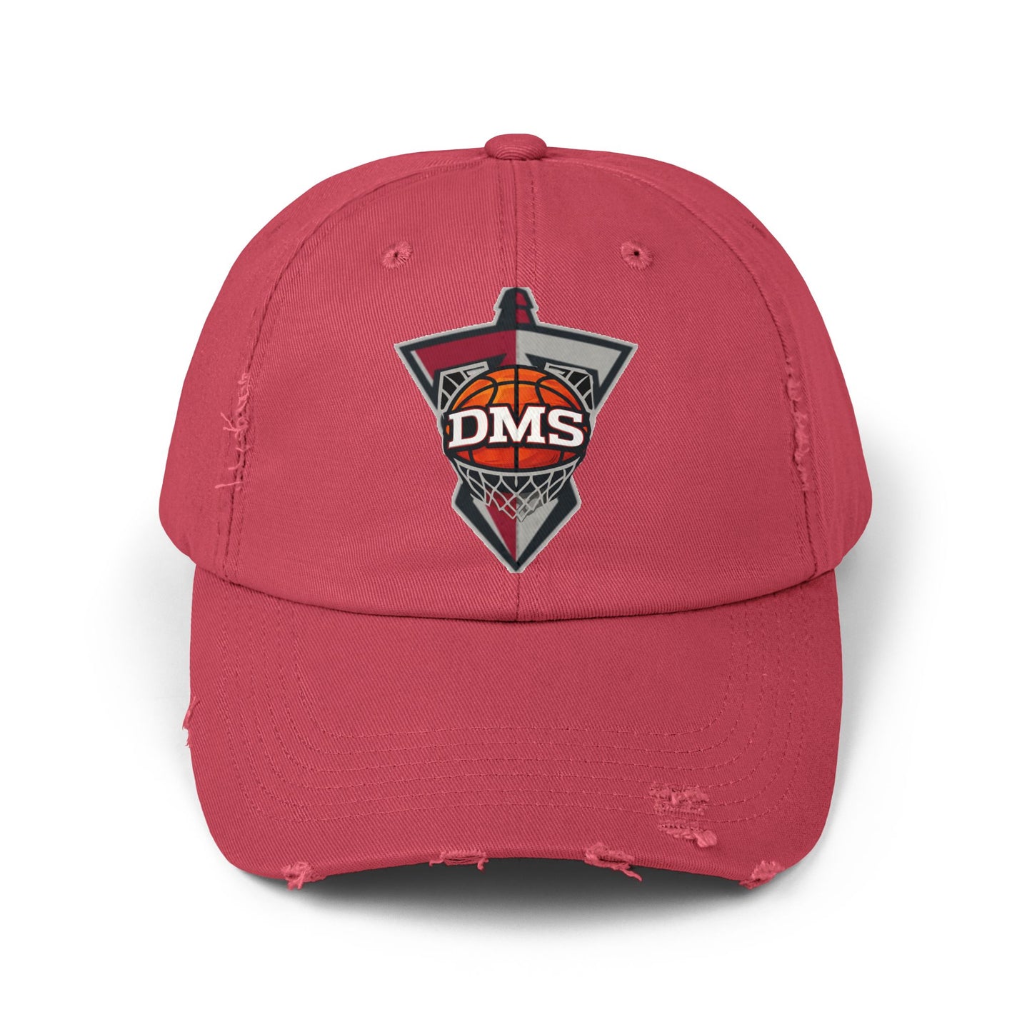 Distressed DMS Basketball Cap — Vintage Worn Dad Hat for Fans