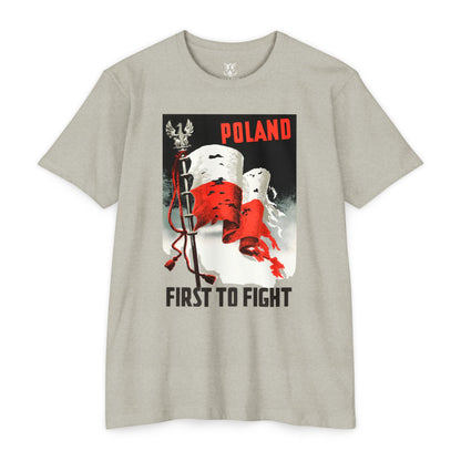 Poland "First to Fight" T-Shirt — Polish Flag Vintage Military Pride Tee