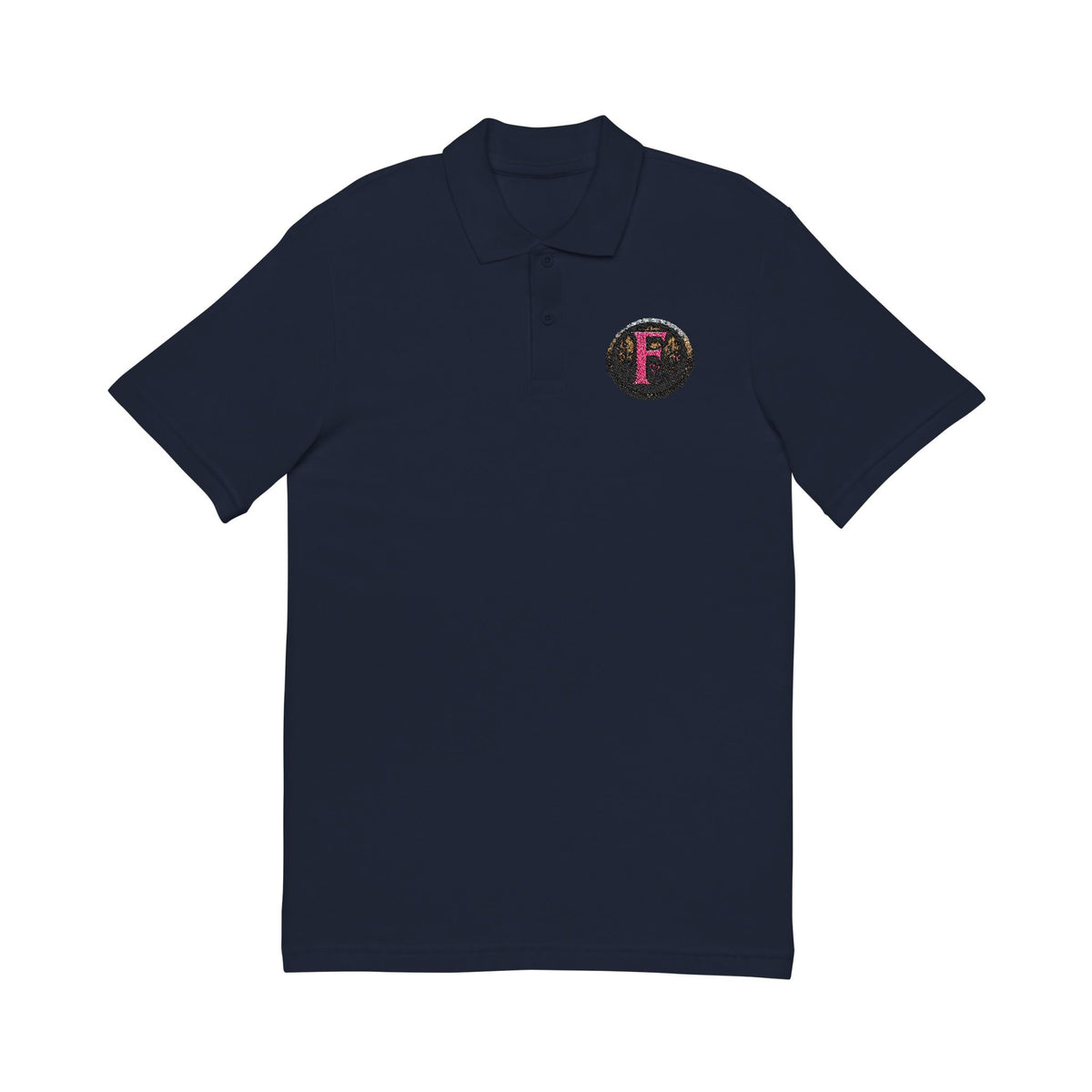 Embroidered "F" ShieldPolo Shirt — Women's Gothic Logo Pique Polo