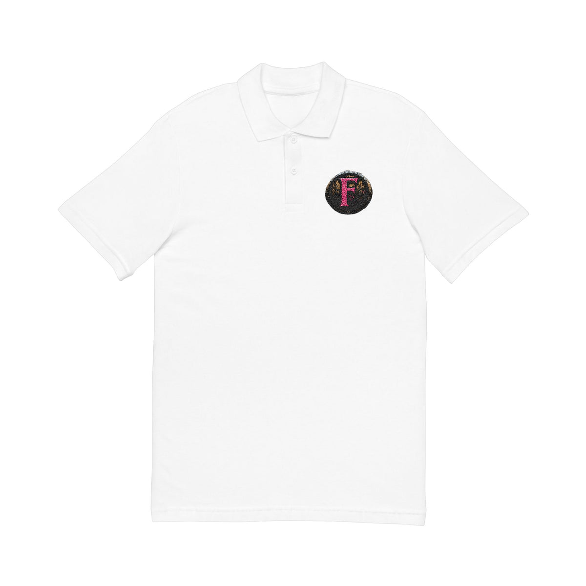 Embroidered "F" ShieldPolo Shirt — Women's Gothic Logo Pique Polo