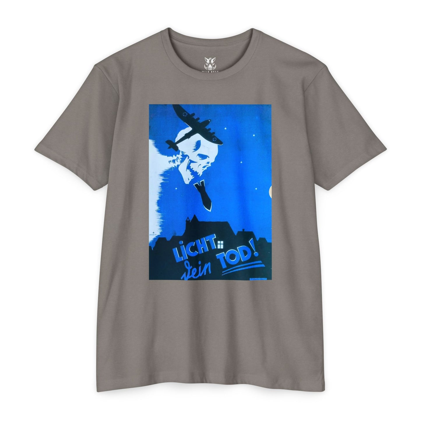 Skull Cowboy Graphic T-Shirt — 'Licht sein Tod' Blue Vintage Poster Tee