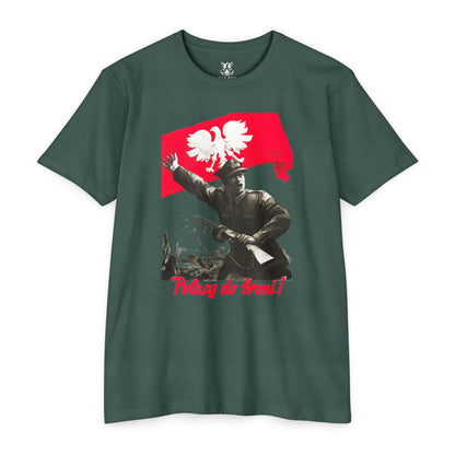 T-Shirt — Polish Resistance ‘Potęga do frontu!’ Flag Soldier Graphic