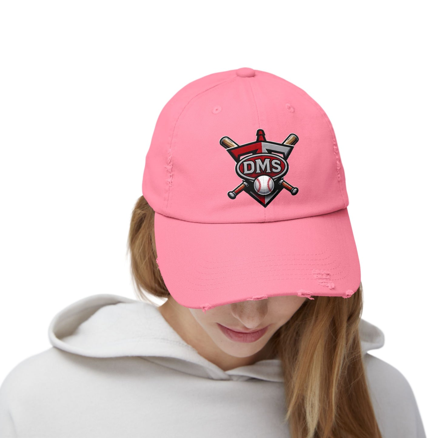 Baseball Emblem Distressed Cap — DMS Logo Dad Hat