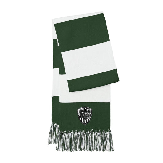 Embroidered Green & White Spectator Scarf — Team Game Day Fan Scarf