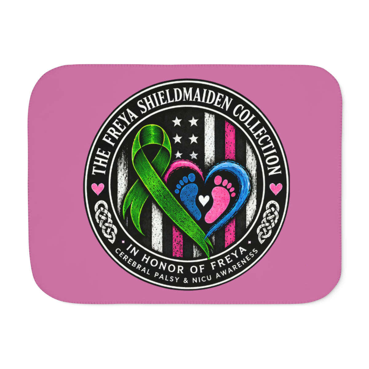 Sherpa Blanket - Cerebral Palsy & NICU Awareness Ribbon Heart Design (Honor of Freya)