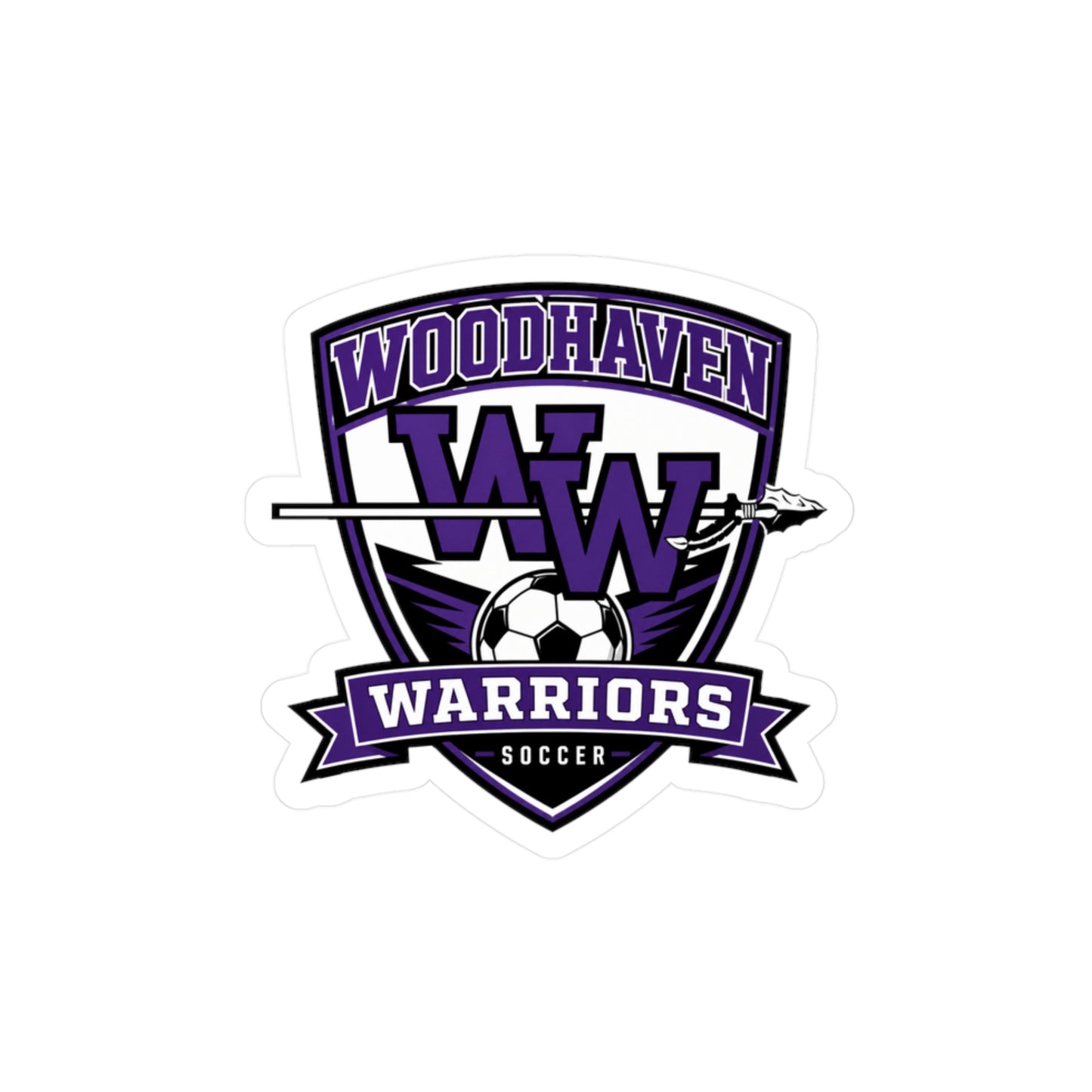 Woodhaven Warriors Soccer Kiss-Cut Vinyl Sticker — Team Logo Decal