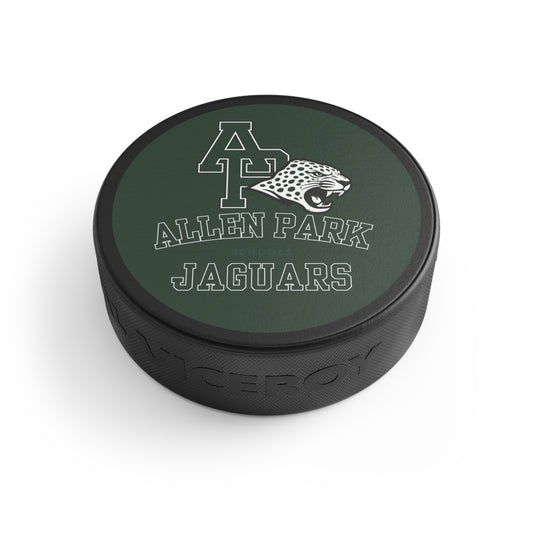 Allen Park Jaguars Hockey Puck – Green Team Logo Puck