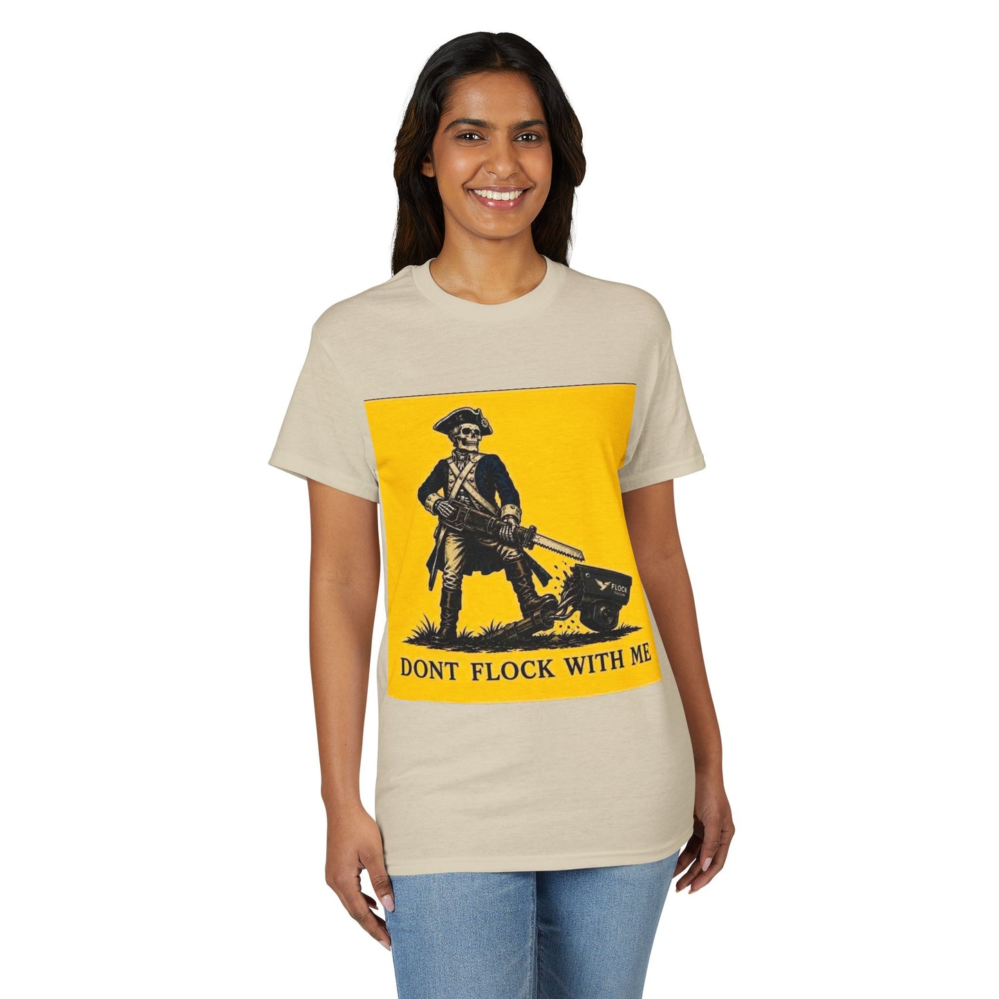 T‑Shirt — "Don't Flock With Me" Yellow Gadsden Style Graphic