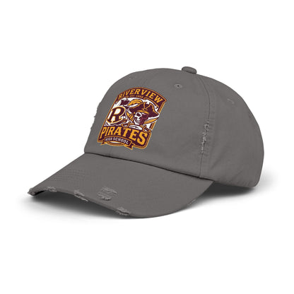 Distressed Pirates Baseball Cap — Riverview High School Logo Hat